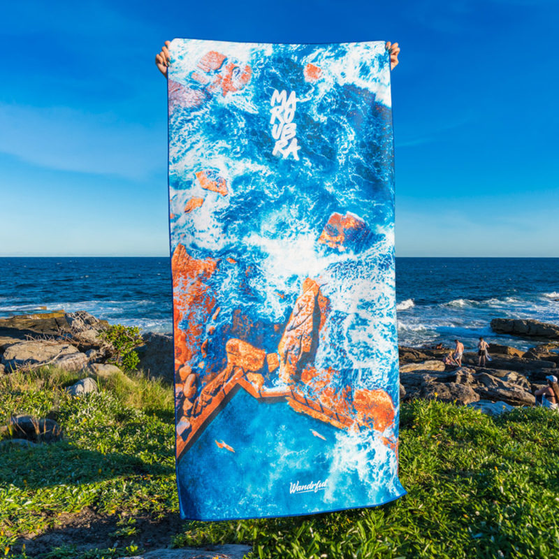 Wandrful Beach Towel Mahon Pool Maroubra. Sand-free, eco-friendley, designer, towels.