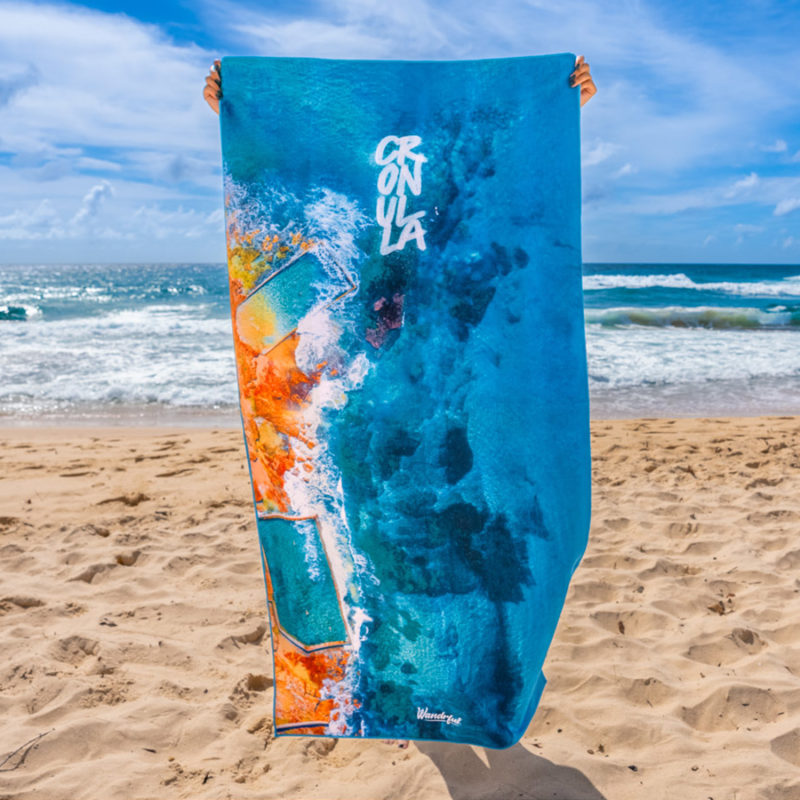 Wandrful Beach Towel Cronulla Rockpools. Sand-free, eco-friendly, designer, beach towels.