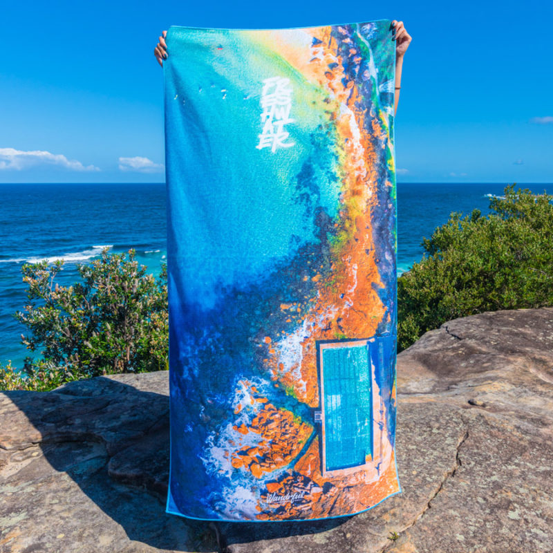 Wandrful Beach Towel, Freshwater Beach. Sand-free, eco-friendly, designer, beach towels.